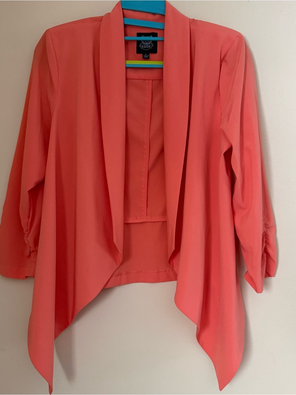 edge Coral-Pink Draped Open-Front Blazer